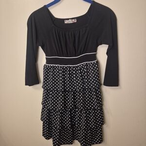 Speechless Black and White Polka Dot Tiered Dress